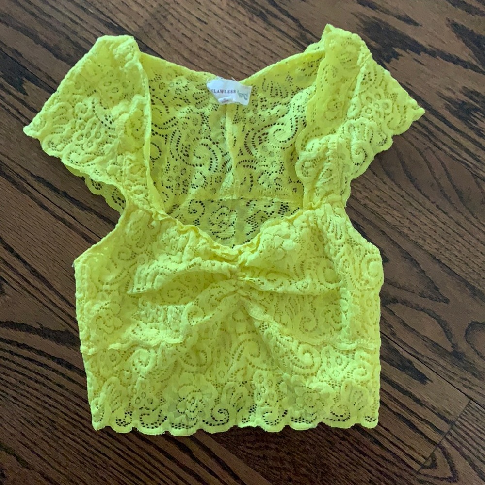 Flawless Yellow Soft Lace Bralette/Crop Top